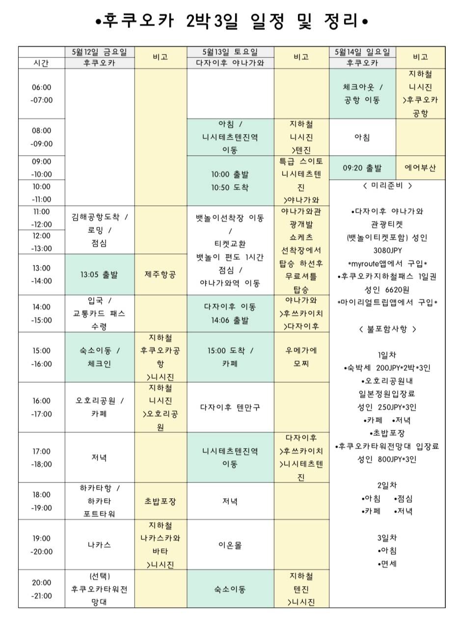 후쿠오카-일정•경비0