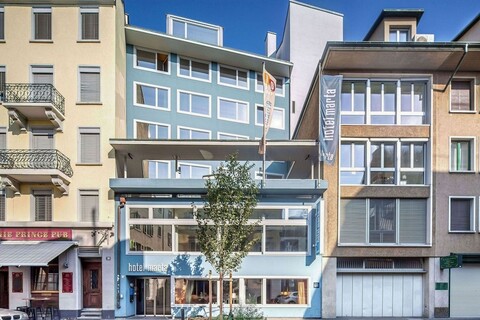 취리히 활기찬 구시가지, 주요 역 근처, 1950년대 건축물, 호텔 마르타