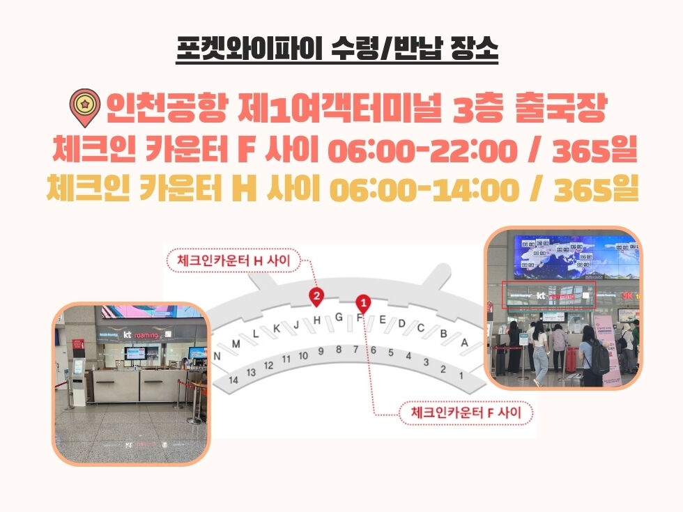 인천공항 제1터미널 일본 포켓와이파이 수령 위치 안내