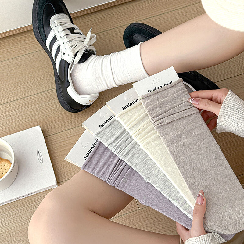 룩앳걸 여성용 무봉제 슬라우치 삭스 사계절 중목양말 파스텔혼합 프리사이즈 4족 세트