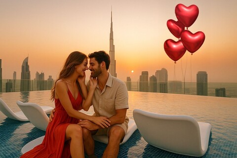 다운타운 근처 2베드룸 아파트먼트의 옥상 수영장