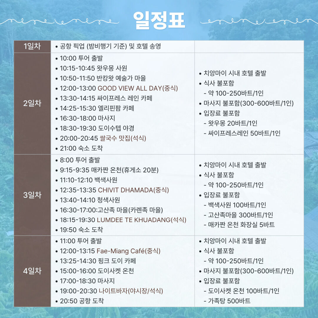 치앙마이 3박5일 한국어 가이드 일일투어 (첫날 막날 공항픽업샌딩, 3일 데이투어) 상세 이미지 2