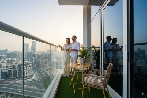 B. 베이 중심부에 위치한 아늑한 스튜디오