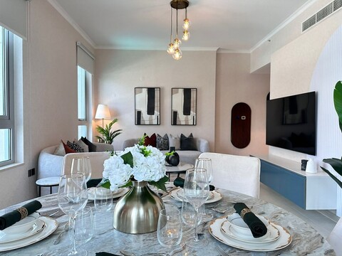 두라니 홈스 – 미니멀 럭스 3베드룸, 부르즈 칼리파와 분수 전망 있음 (세 번째 방은 칸막이 없음)