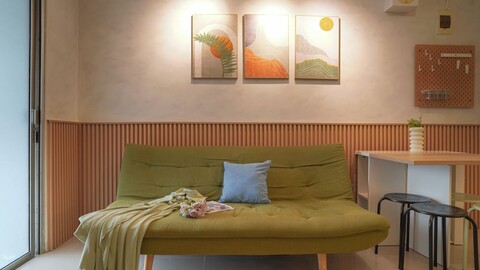 바수라 시티 아파트먼트의 쾌적한 화이트 3베드룸