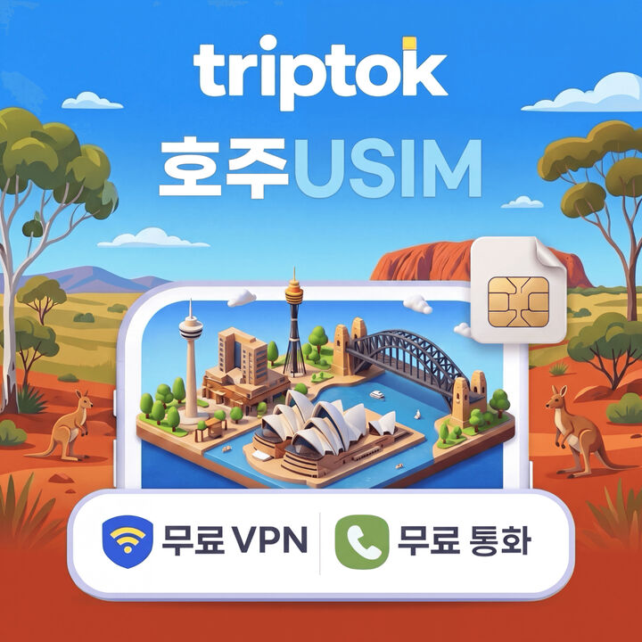호주 시드니 전지역 USIM 유심 5G Optus 전화,VPN 무료-i