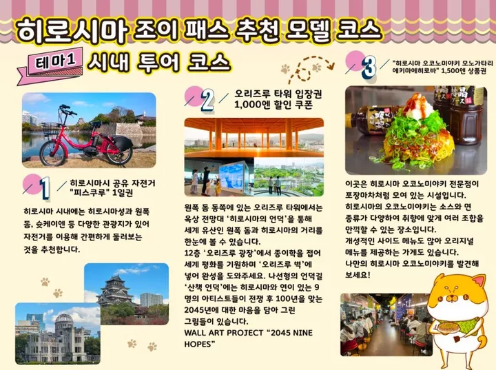 히로시마·야마구치 패스 + 조이패스 세트 (조이패스 3개 시설 선택)