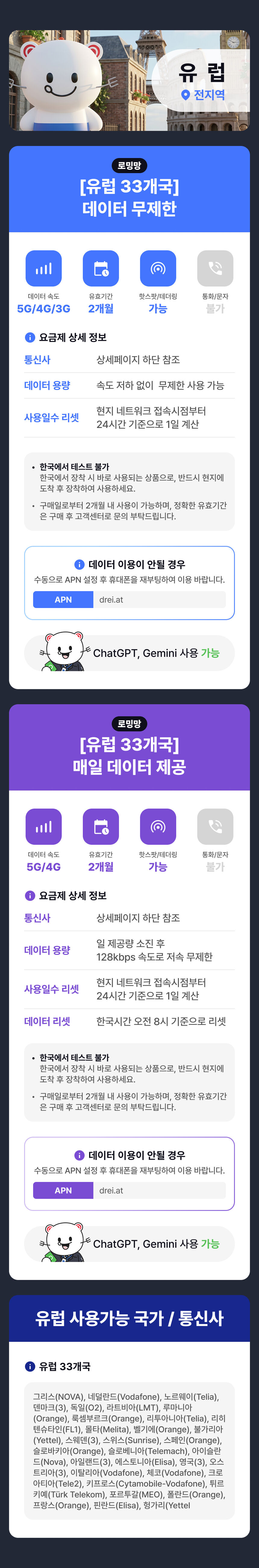 [유럽 유심] 독일 영국 스페인 50개국 데이터 통화 유심칩 인천공항 수령 상세 이미지 5