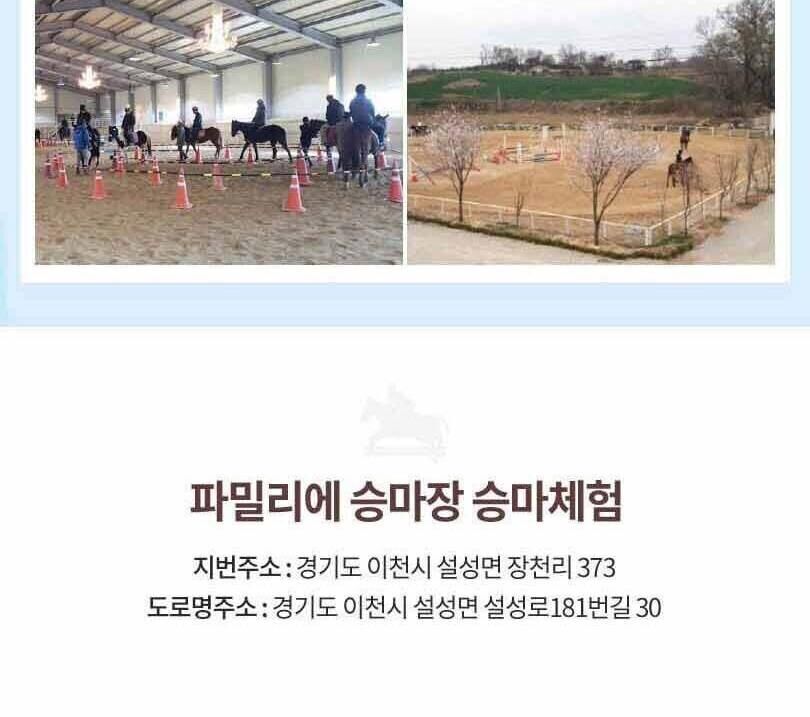 [경기 이천] 파밀리에 승마장 승마체험(입장권/승마체험/레슨/재활) 상세 이미지 8