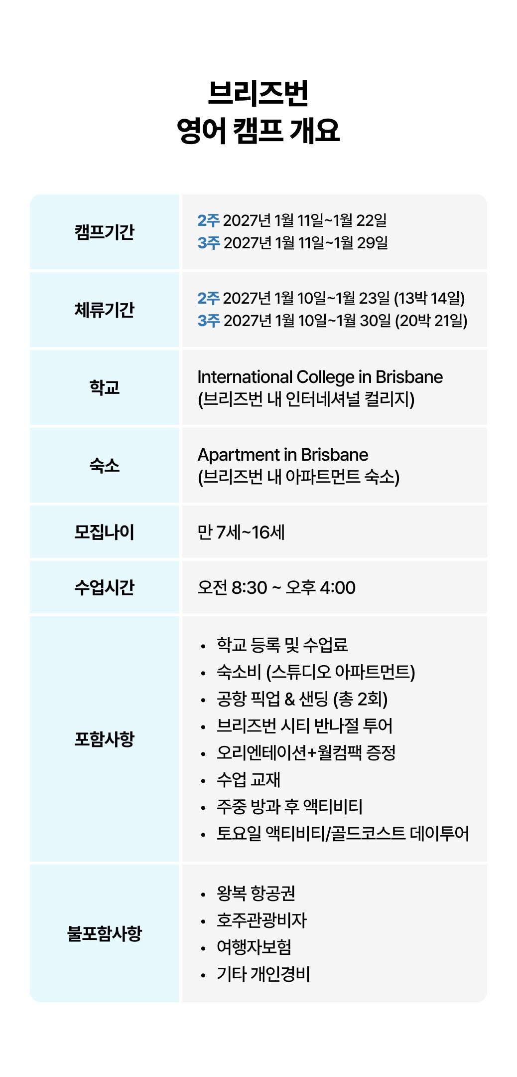 [호주 브리즈번 영어캠프] 2027.01 브리즈번 주니어 영어 캠프 🇦🇺 2주, 3주 상세 이미지 3
