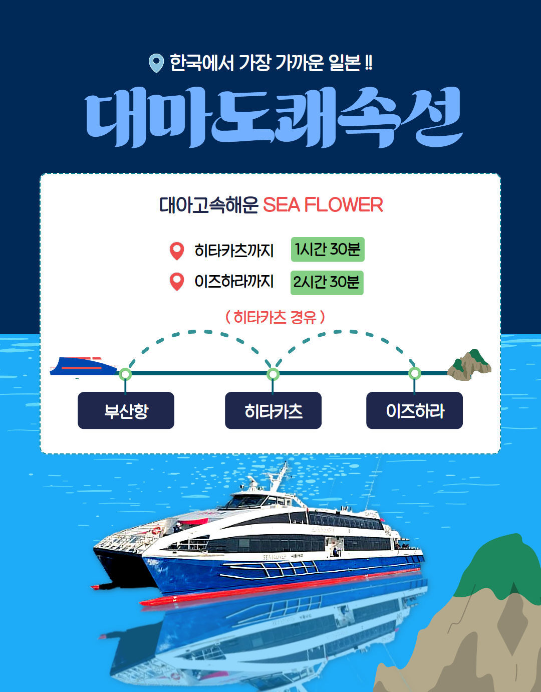 [당일~2박] 부산 일본 대마도 대아고속 씨플라워호 배편 (왕복 승선권) 상세 이미지 5