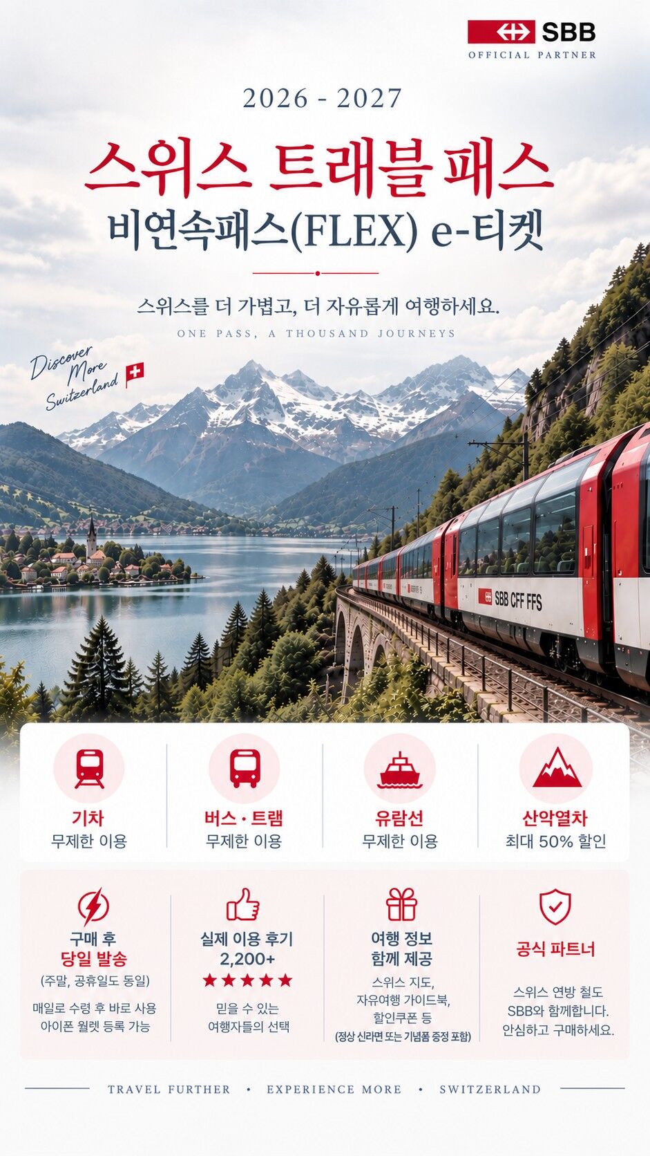 [여행정보포함] 스위스패스 비연속 FLEX (SBB공홈상품) + 당일빠른전송 상세 이미지 1