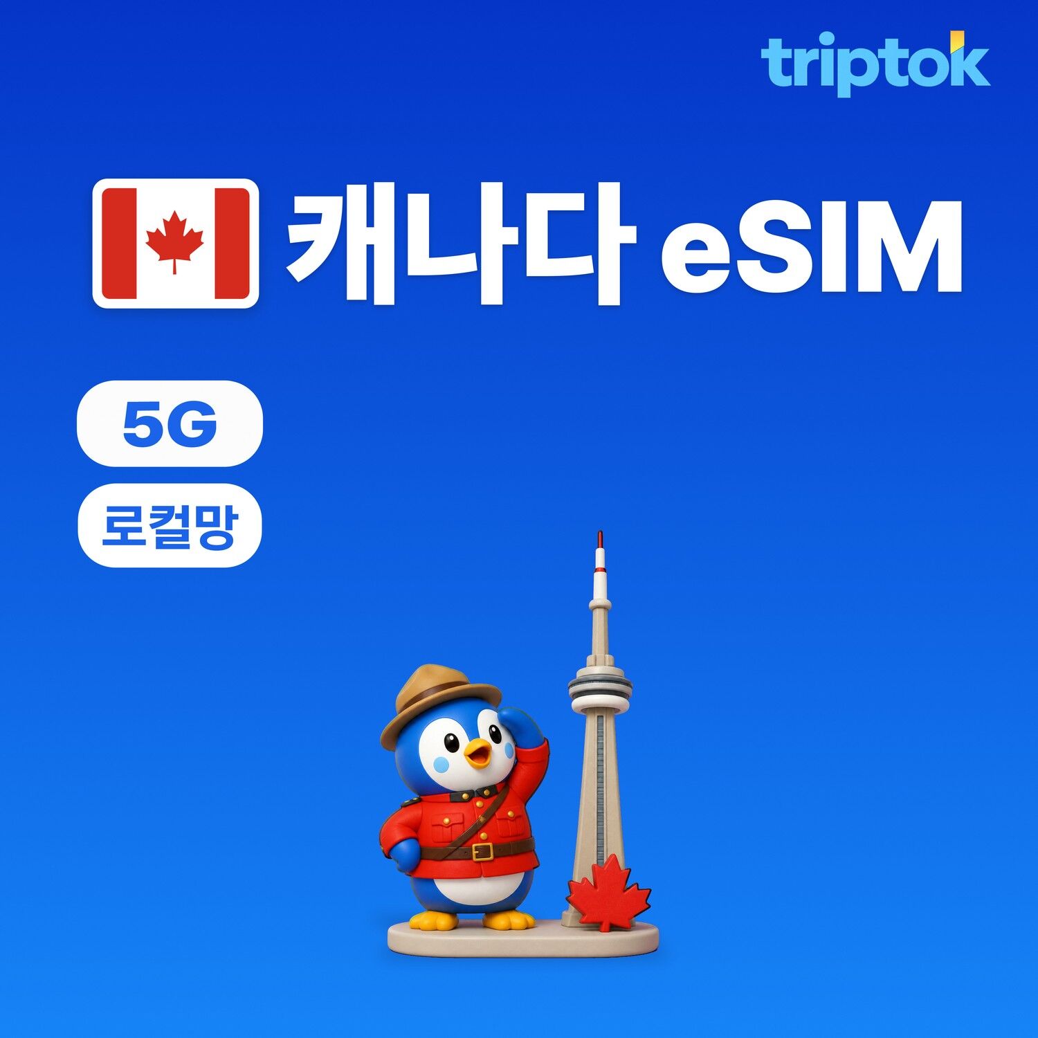캐나다 초고속 로컬망 eSIM e심 토론토 밴쿠버 트립톡 30일 75GB 데이터