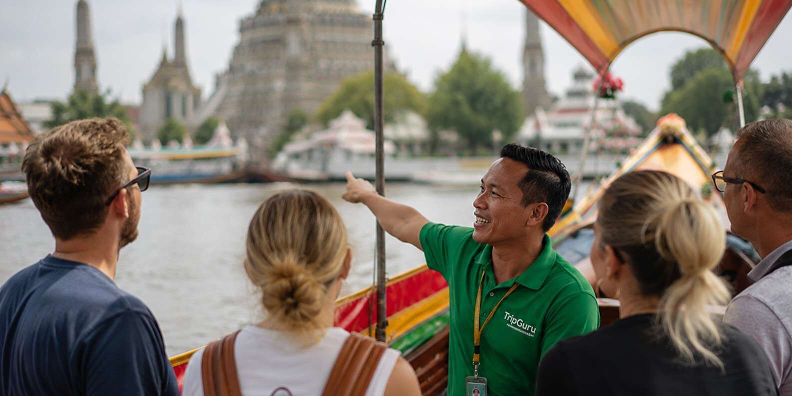 롱테일 보트로 떠나는 왓 아룬 & 왓 팍남 운하 투어 3시간