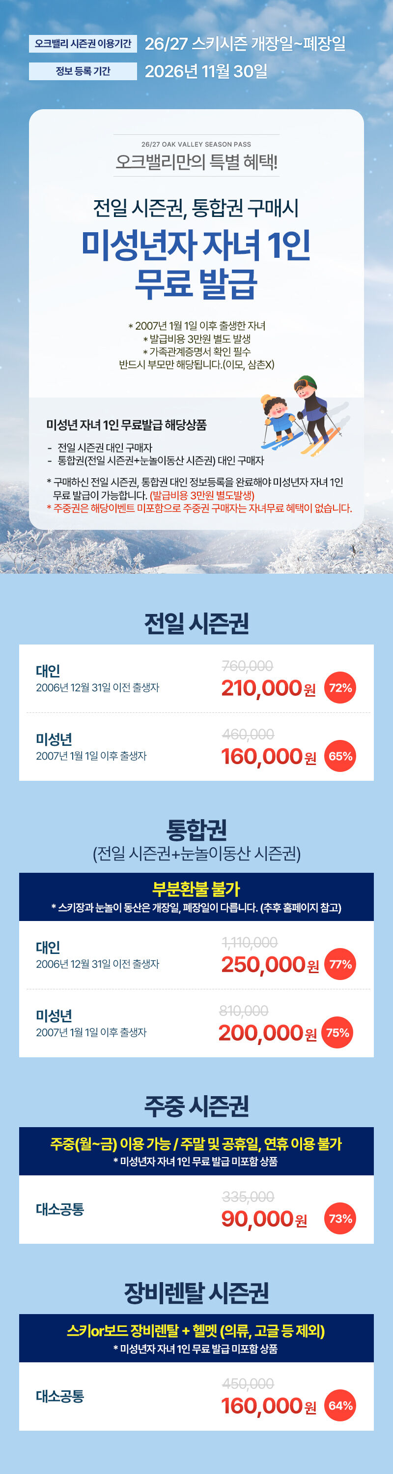 26/27 오크밸리 스키시즌권 1차 상세 이미지 3