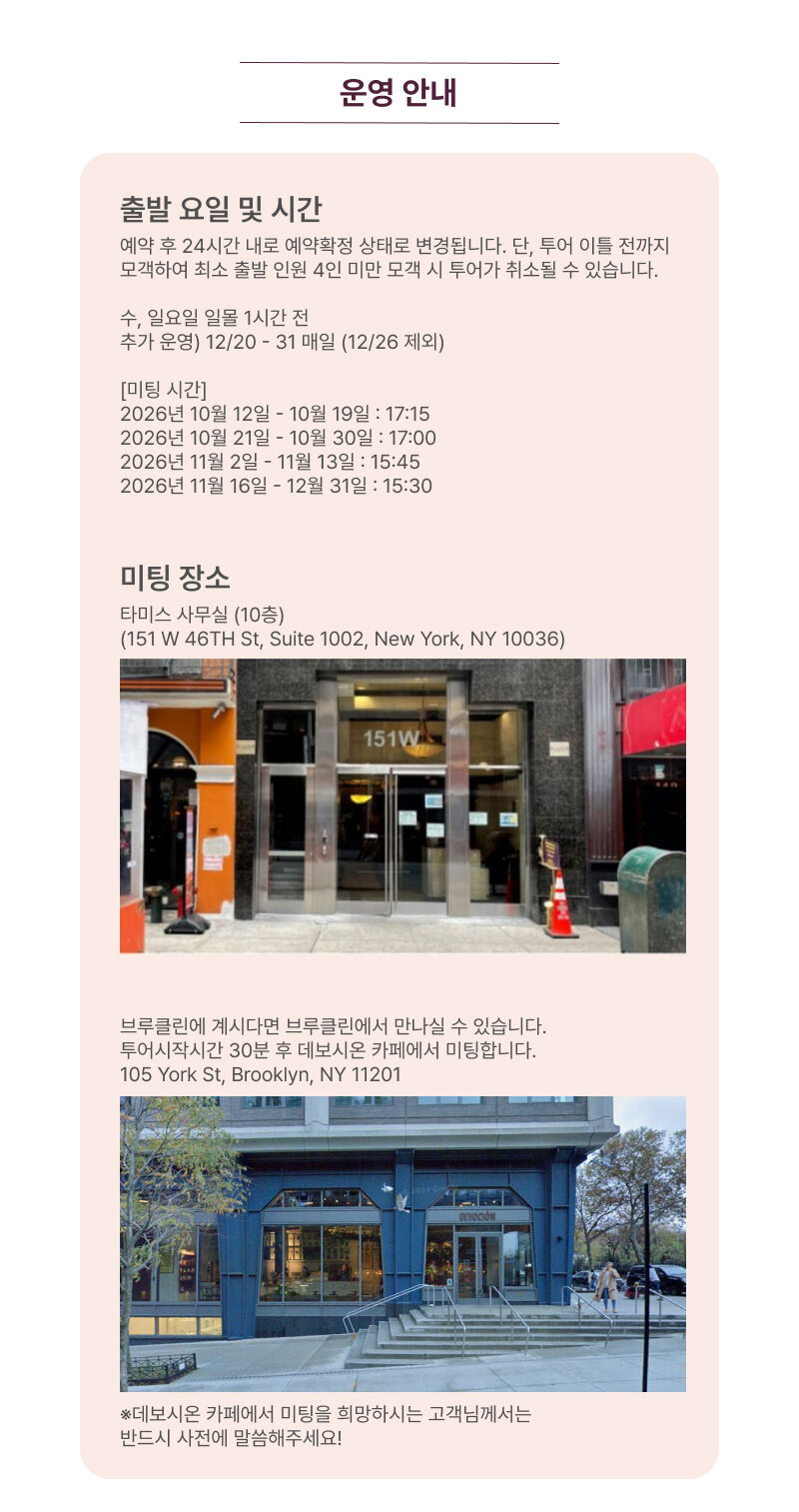 [타미스] 브루클린 덤보 야경 워킹 투어 상세 이미지 3