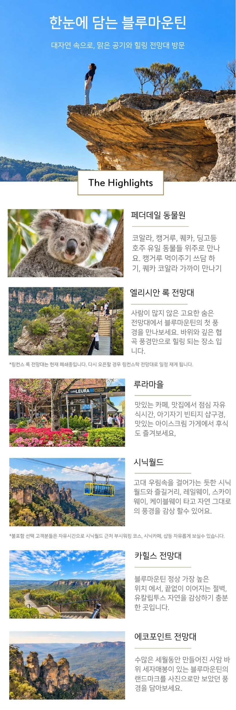 소그룹 🌳 블루마운틴 페더데일 오픈런 첫입장 시닉월드 고호주 해리가이드 공항샌딩 특가 상세 이미지 5