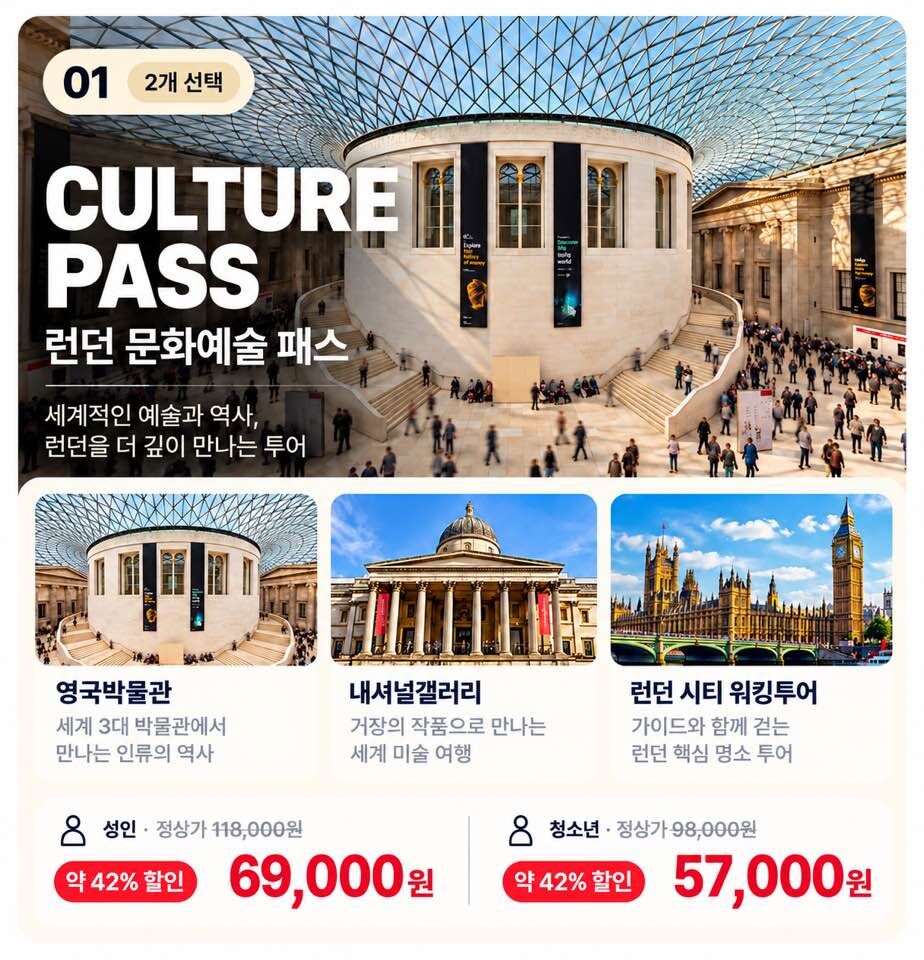 [오디세이 런던패스 ]런던 시티워킹,내셔널갤러리,대영박물관,런던탑,그리니치등 런던할인패스 상세 이미지 3